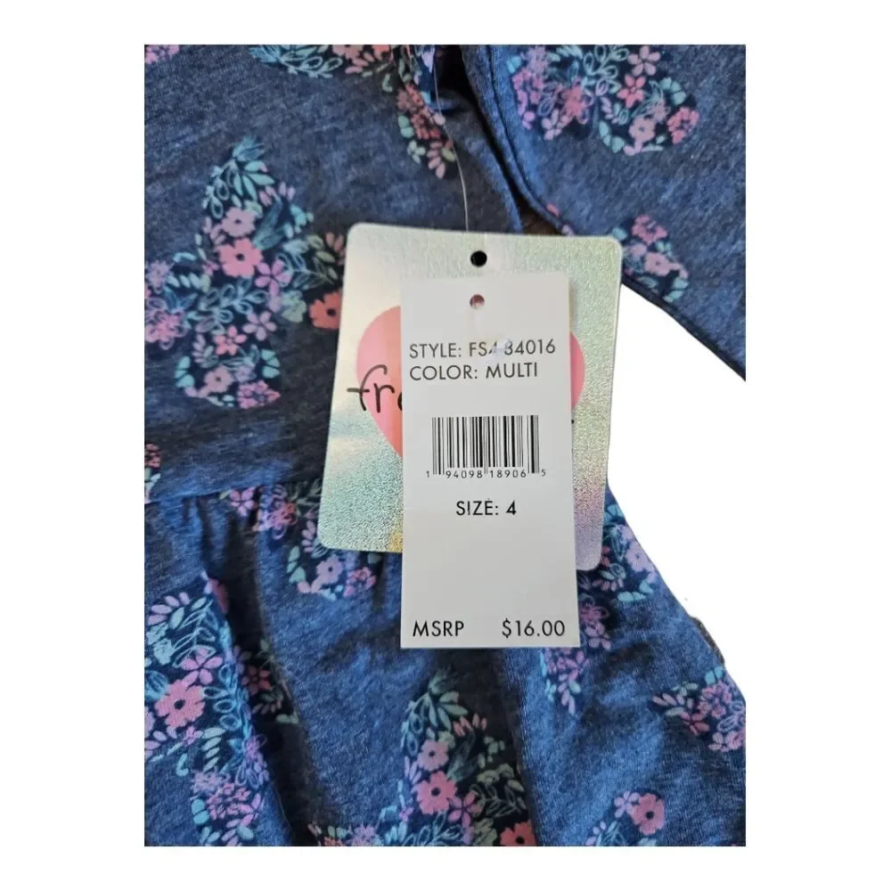 Girls Freestyle Revolution Butterfly Print Long Sleeve Knit Dress NWT Si…